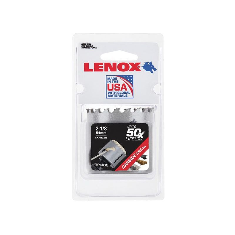 Lenox Speed Slot LXAH3218 Hole Saw, 2-1/8 in Dia, Carbide Cutting Edge