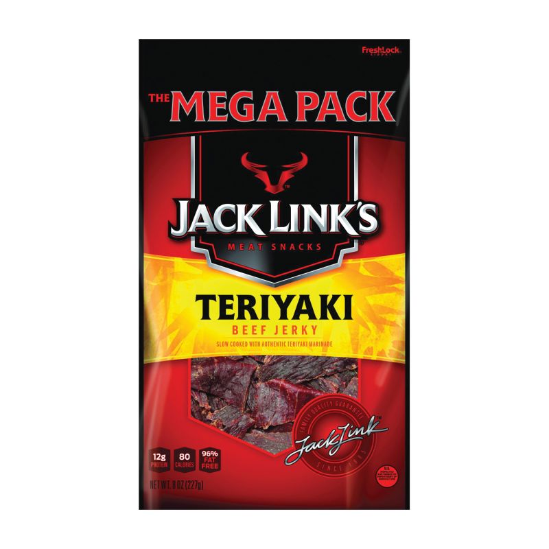 Jack Link&#039;s 10000008407 Snack, Jerky, Teriyaki, 8 oz