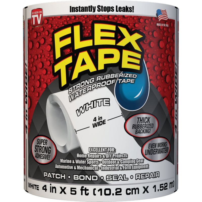 Flex Tape 4&quot; x 5&#039; White Rubberized Repair Tape