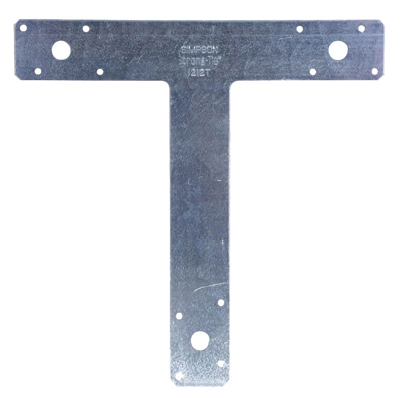 Simpson Strong-Tie T 1212T T-Shaped Strap, 12 in L, 2 in W, Steel, Galvanized, Fastening Method: Nail (Pack of 10)