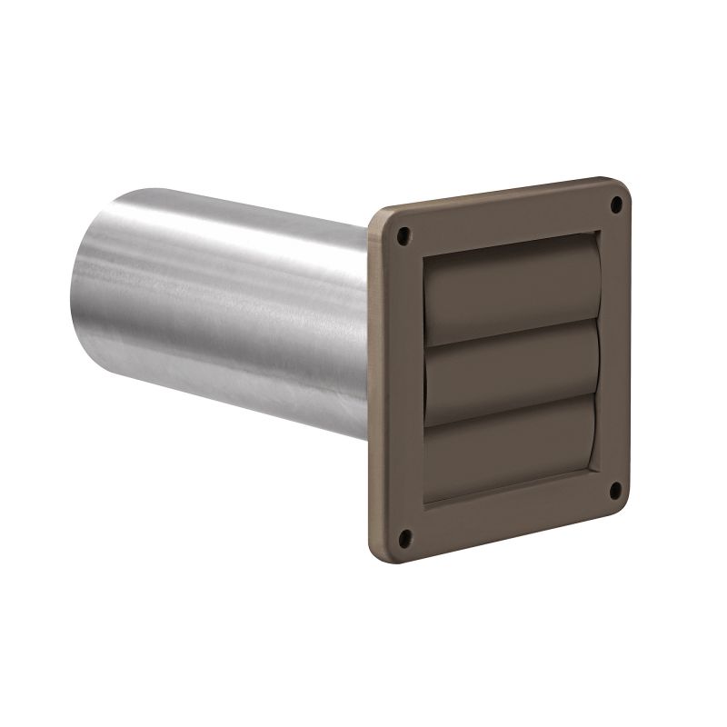 Lambro 267BS Louvered Vent, 4 in Dia, Plastic, Brown, Wall Installation Brown