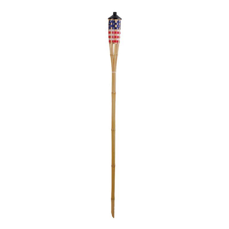 Seasonal Trends Y2570 Stars and Stripes Bamboo Torch, 3.54 in H, Bamboo, Fiberglass, and Metal, Red, White, Blue Red, White, Blue