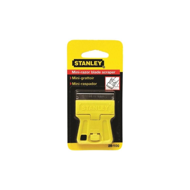 Stanley 28-100 Scraper, 1-1/2 in W Blade, 1-Edge, Razor Blade, HCS Blade, Plastic Handle, 1-13/16 in OAL 1/8 In