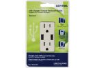 Leviton Decora 2-Port USB Charging Outlet With Tamper Resistant Duplex Outlet Light Almond, 3.6A/15A