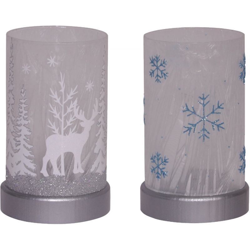 Alpine Silver or Blue Lantern Holiday Decoration