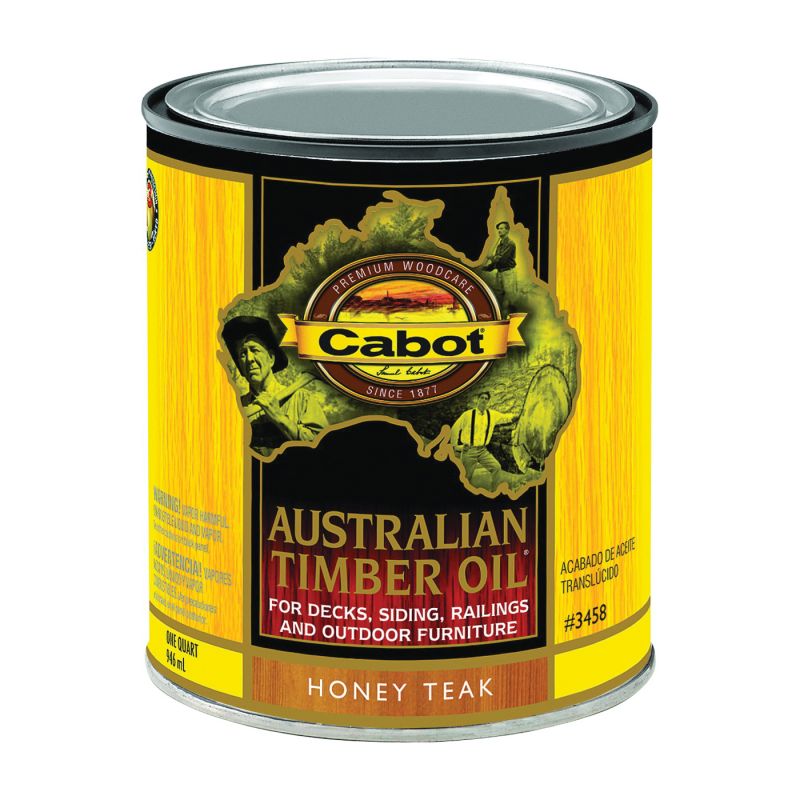 Cabot 140.0003458.005 Australian Timber Oil, Honey Teak, Liquid, 1 qt, Can Honey Teak