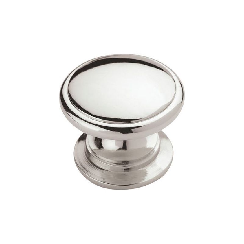 Amerock Allison Value Series BP5301226 Cabinet Knob, 1-1/16 in Projection, Zinc, Polished Chrome 1-1/4 In Dia