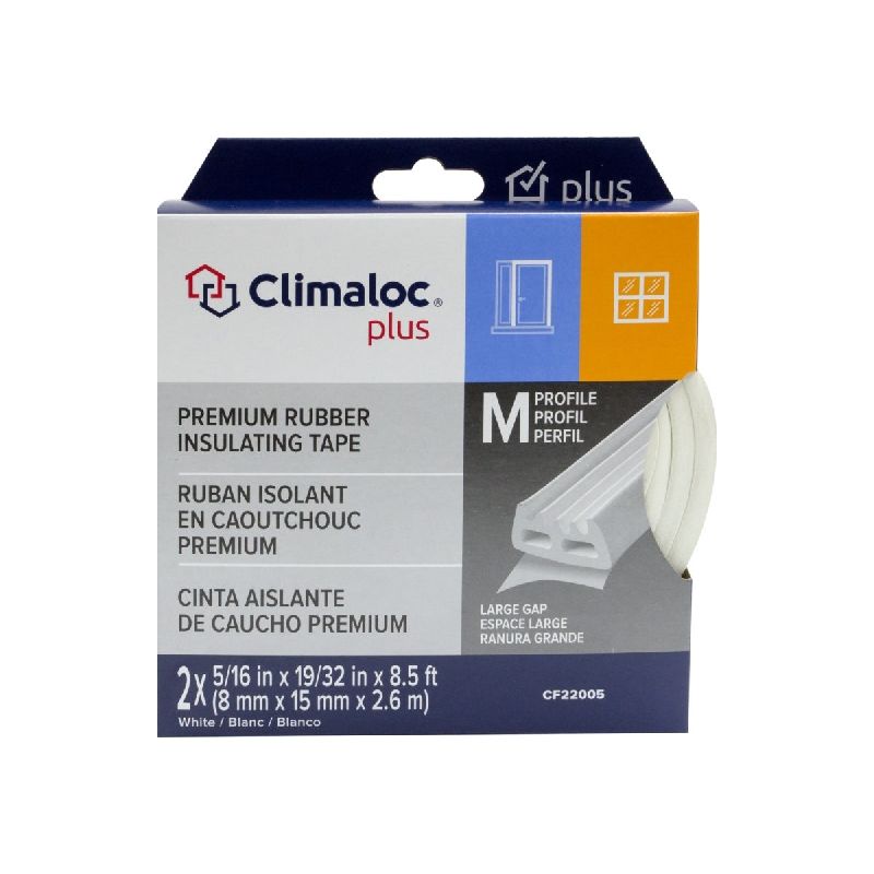 Climaloc Plus CF22005 Foam Tape, 19/32 in W, 8-1/2 ft L, 5/16 in Thick, EPDM, White White