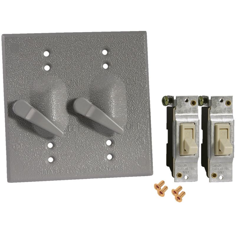 Bell Weatherproof Electrical Cover With Switches 2-Toggle, Gray, 15 2-toggle, Gray, 15