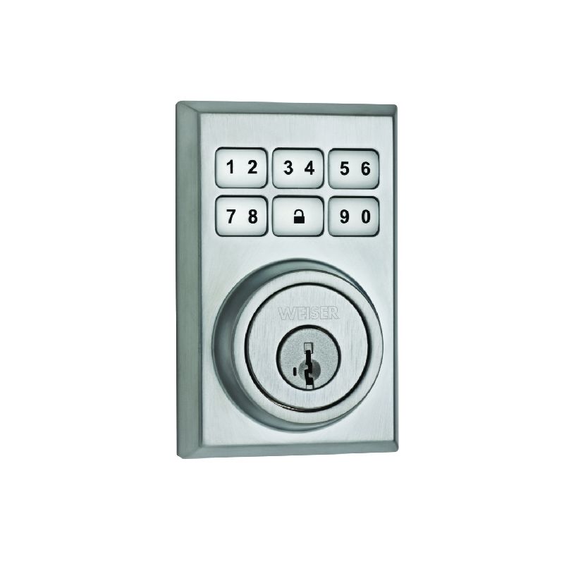 Weiser SmartCode 10 Electronic Residential Keypad Deadbolt Door Lock with  Lever, Satin Nickel
