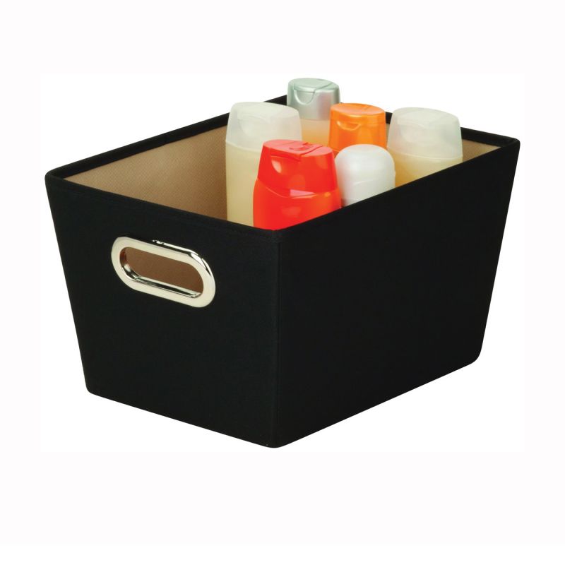 Honey-Can-Do SFT-03071 Storage Bin with Handle, Polyester, Black, 13 in L, 9.8 in W, 7.6 in H Black