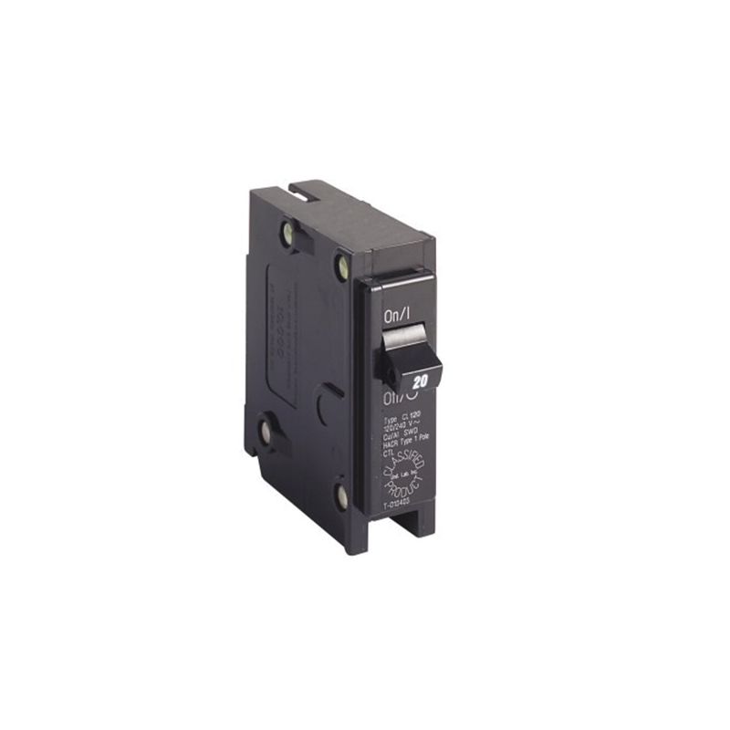 Cutler-Hammer CL120 Circuit Breaker, Type CL, 20 A, 1 -Pole, 120/240 V, Plug Mounting