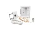 On-Q CPT306WV1 TV Power and Cable Management Kit, 125 VAC, NEMA: 5-15R, White White