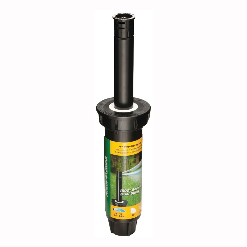 Rain Bird 1804QDS Spray Head Sprinkler, 1/2 in Connection, FNPT, 12 to 15 ft, Plastic Black