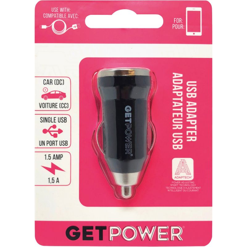 GetPower USB Car Charger Adapter Black