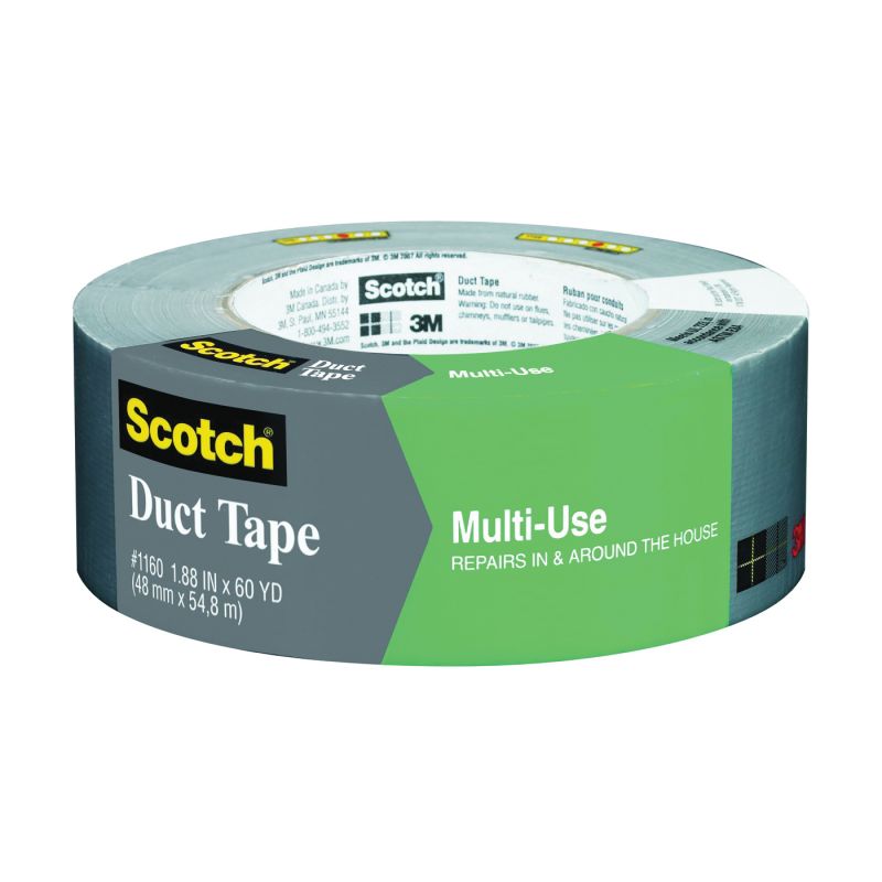 Scotch 2960-A Duct Tape, 60 yd L, 1.88 in W, Silver Silver