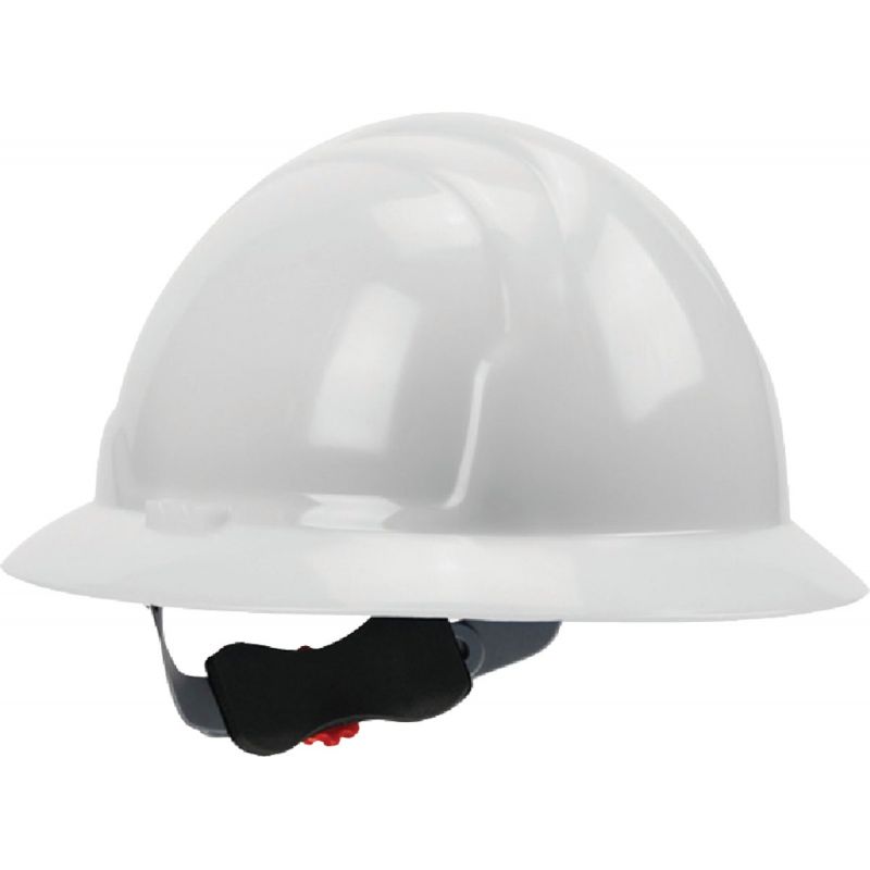 Safety Works Full Brim Wheel Ratchet Hard Hat White