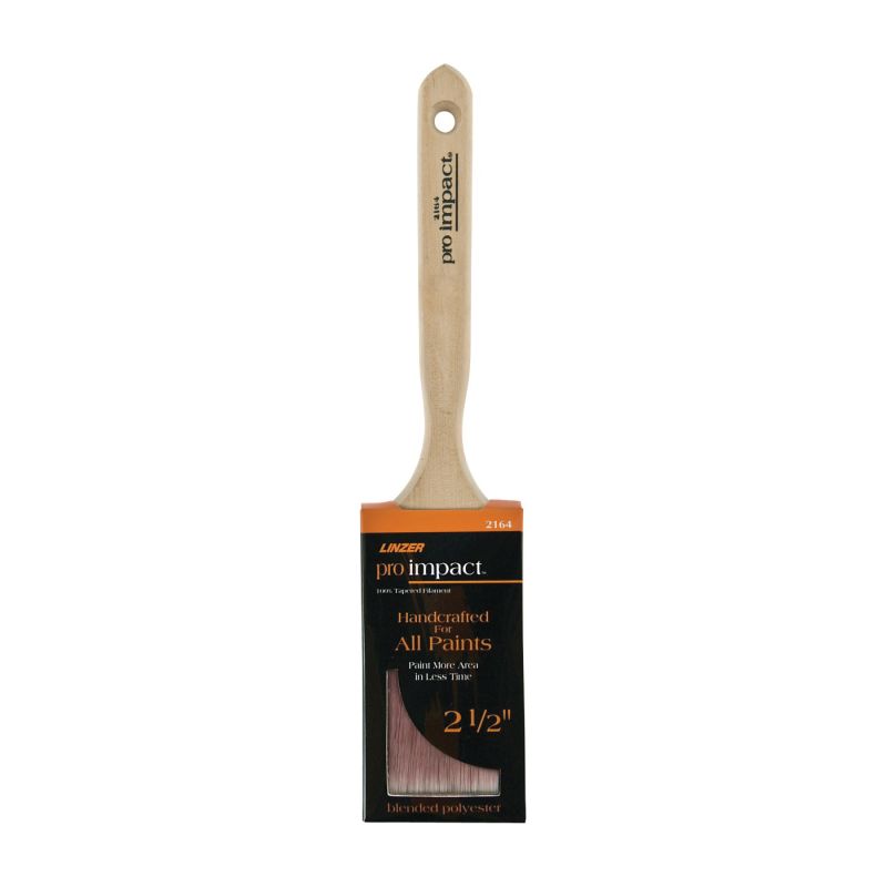 Linzer WC 2164-2.5 Paint Brush, 2-1/2 in W, 2-3/4 in L Bristle, Polyester Bristle, Sash Handle Natural Handle
