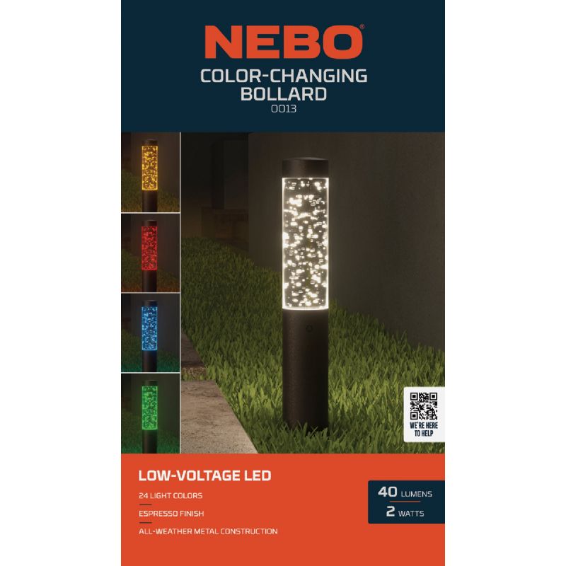 Nebo Color Changing LED Bollard Style Landscape Path &amp; Stake Light Espressso