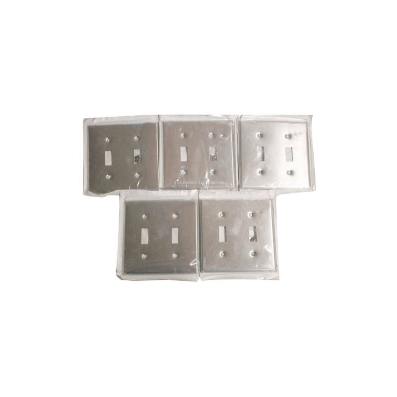 Leviton 003-84009-000 Wallplate, 4-1/2 in L, 2-3/4 in W, 2 -Gang, 430 Stainless Steel, Stainless Steel, Smooth Stainless Steel