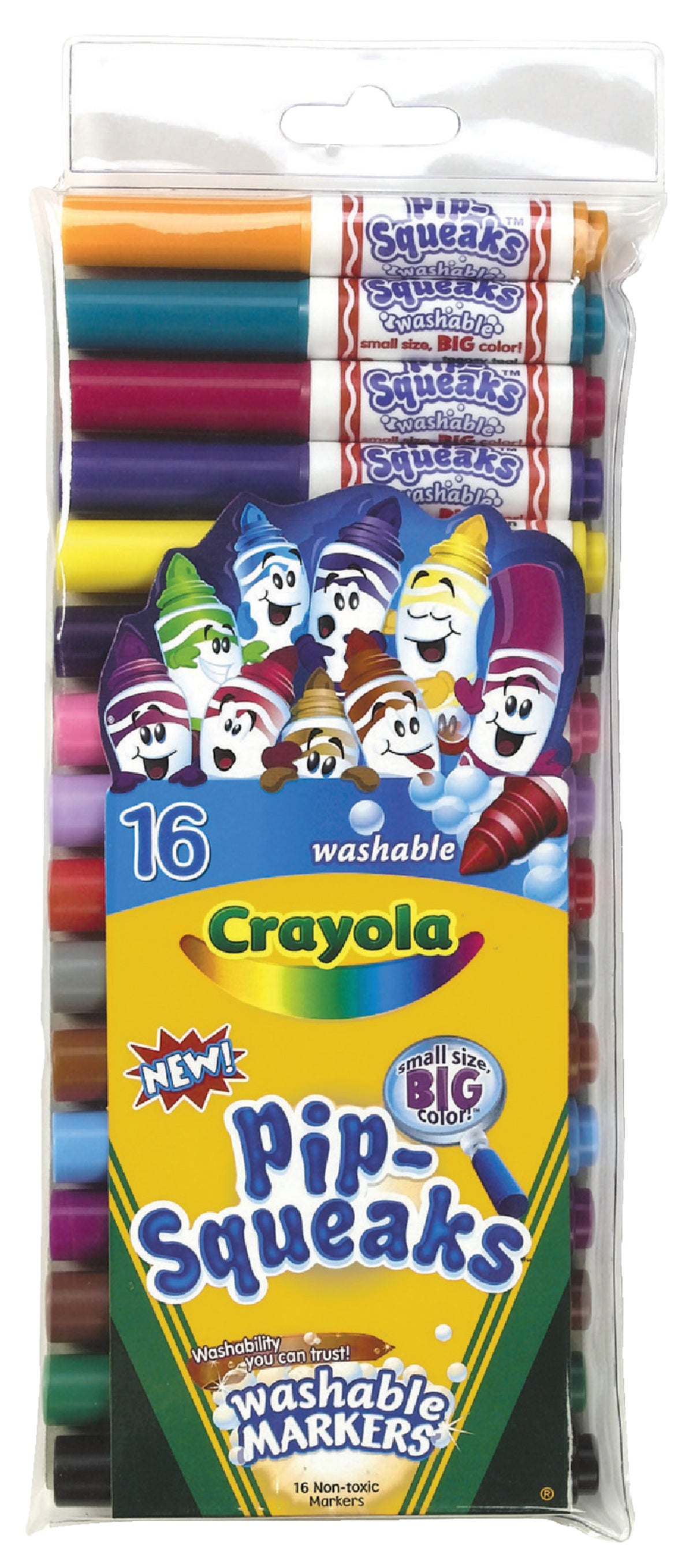 Crayola Pip-Squeaks Mini Non-Toxic Washable Marker, Conical Tip, 4