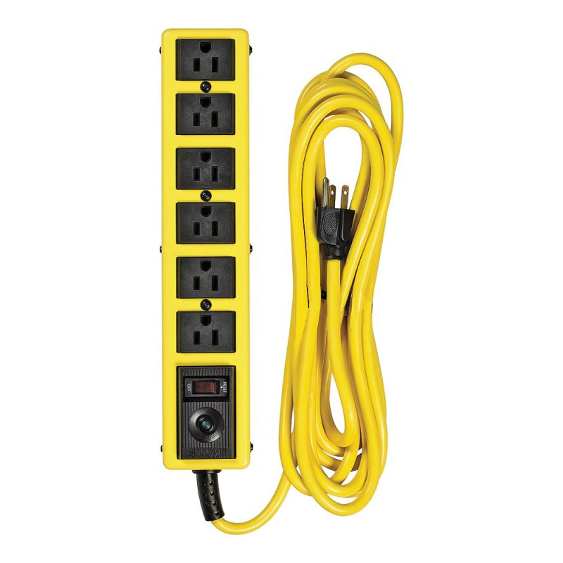 CCI 5138N Surge Protector Power Strip, 125 V, 15 A, 6 -Outlet, 1050 J Energy, Black/Yellow Black/Yellow