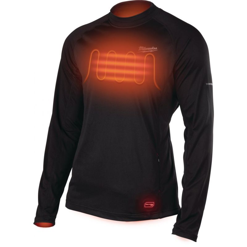Milwaukee Workskin Heated Midweight Base Layer Shirt L, Black, Long Sleeve