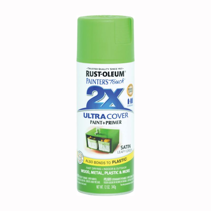 Rust-Oleum 249072 Spray Paint, Satin, Leafy Green, 12 oz, Can Leafy Green