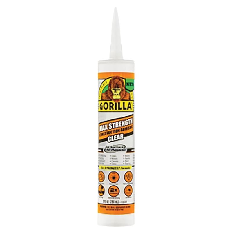 Gorilla 8212302 Construction Adhesive, Clear, 9 oz Cartridge Clear