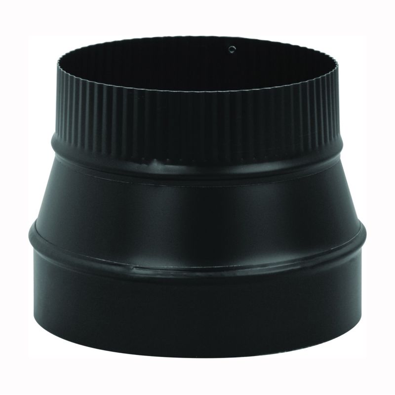 Imperial BM0077 Stove Pipe Reducer, 7 x 6 in, Crimp, 24 ga Thick Wall, Black, Matte Black