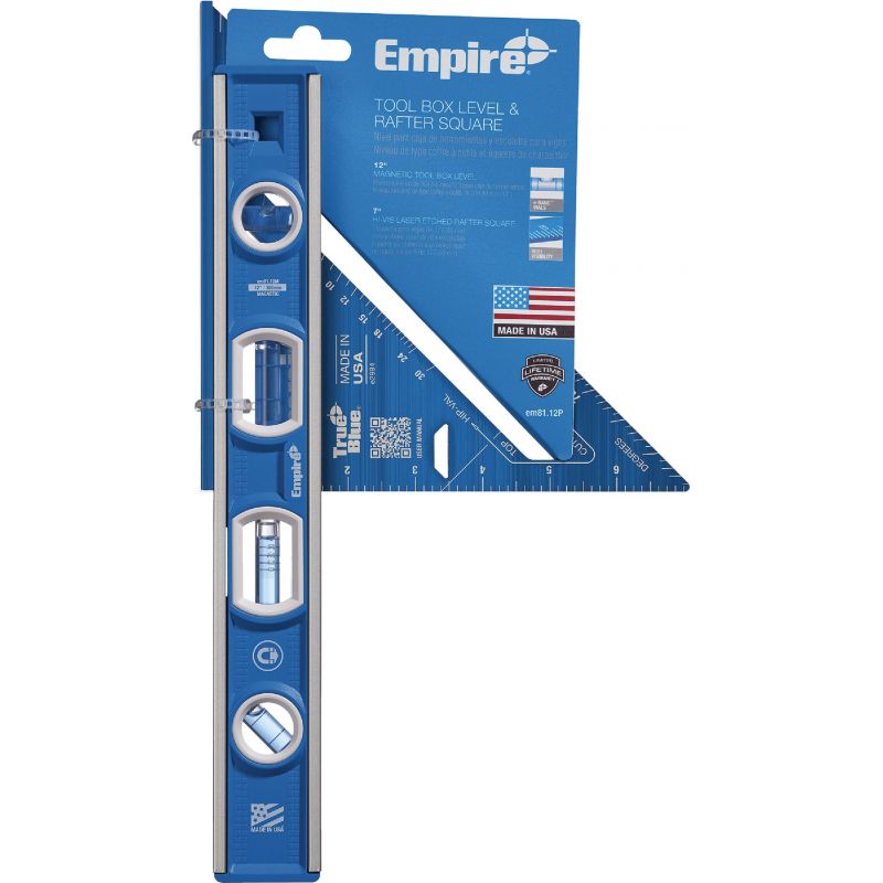 Empire True Blue Torpedo Level &amp; Rafter Square Combo Tool Set