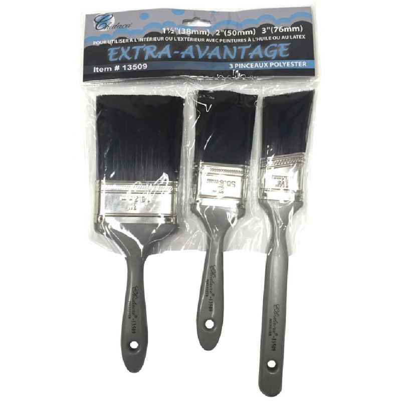Chidaca 13509 Paint Brush Set, Angular, 3-Brush Black