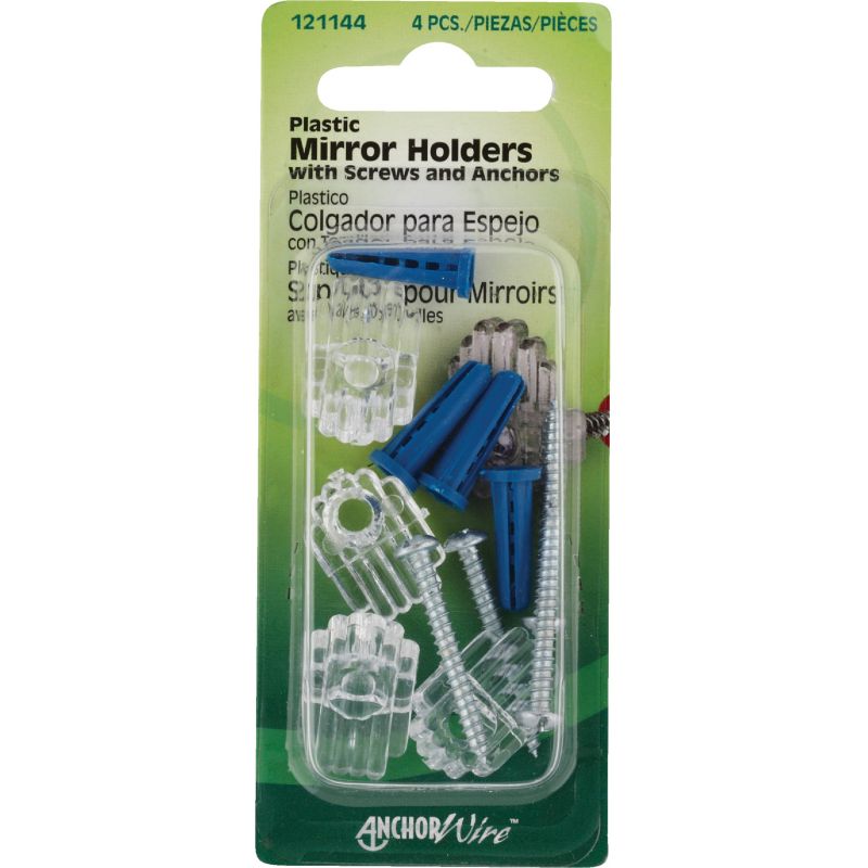 Hillman Plastic Mirror Holders &amp; Anchors Set (Pack of 10)