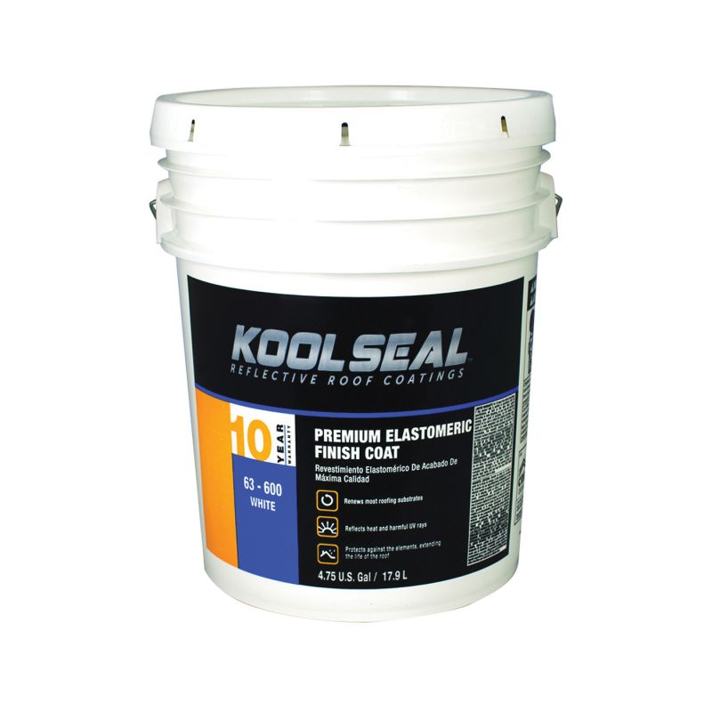 Kool Seal KS0063600-20 Elastomeric Roof Coating, White, 5 gal, Pail, Liquid White