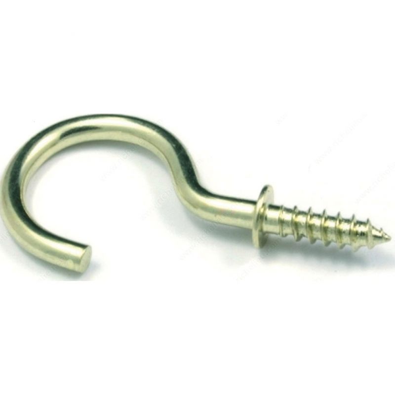Reliable CHB114MR Cup Hook, 1-1/4 in L, Metal, Brass