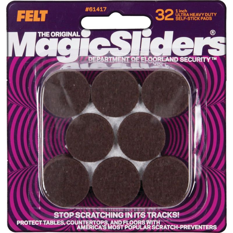Magic Sliders Self Adhesive Felt Furniture Pad 1 In., Brown