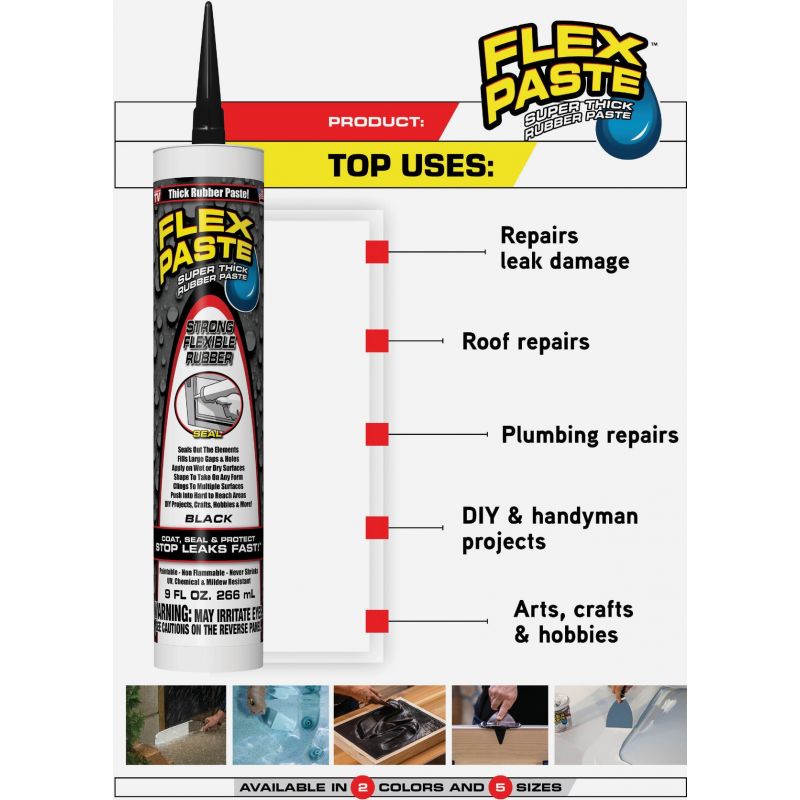 Flex Paste Rubber Sealant 9 Oz., Black