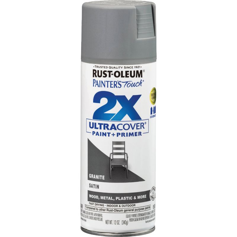 Rust-Oleum Painter&#039;s Touch 2X Ultra Cover Paint + Primer Spray Paint Granite, 12 Oz.