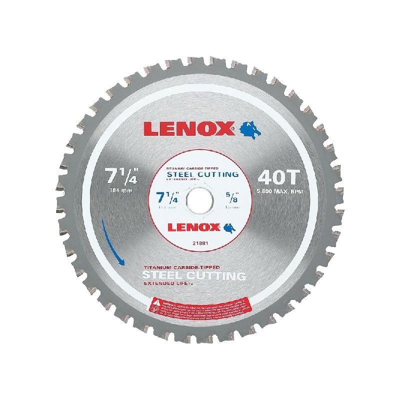 Lenox 21894KST714040CT Circular Saw Blade, 7-1/4 in Dia, 5/8 in Arbor, 40-Teeth, Carbide Cutting Edge
