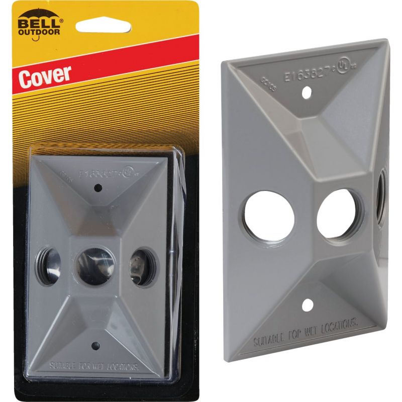 Bell Rectangular Cluster Weatherproof Outdoor Box Cover 3-Outlet, Gray