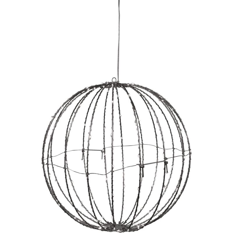Alpine Foldable Metal Sphere LED Christmas Ornament 8 In. W. X 9 In. H. X 8 In. L., Warm White