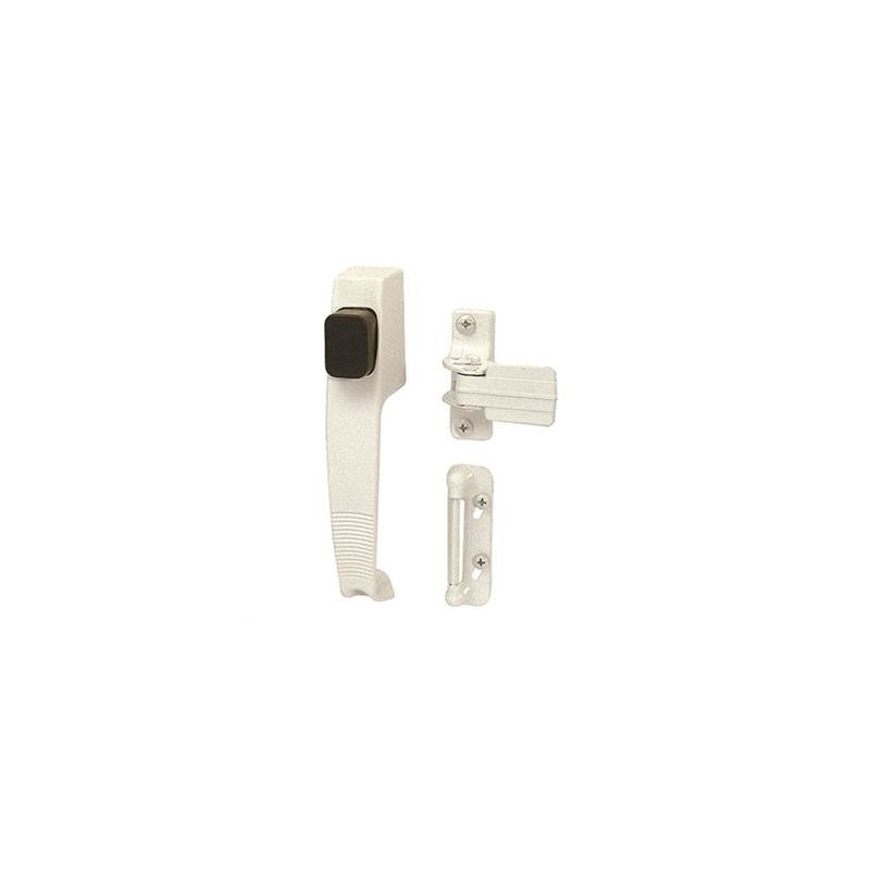 Prime-Line K 5116 Pushbutton Latch, Aluminum, 1 to 1-1/4 in Thick Door White