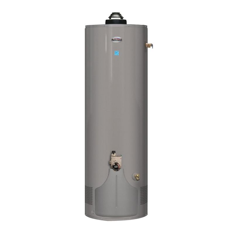 Richmond 12G50-38E2FN5 Gas Water Heater, Natural Gas, 50 gal Tank, 1.5 gpm, 38000 Btu/hr BTU, 0.68 Energy Efficiency Dark Warm Gray, 50 Gal
