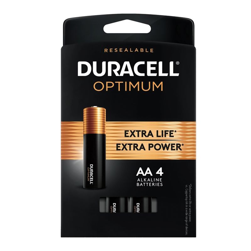 Duracell 032556 Battery, AA Battery, Alkaline, 4/PK