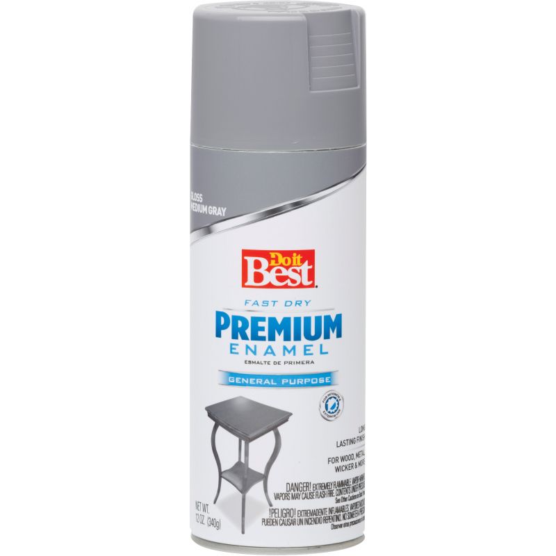 Do it Best Premium Enamel Spray Paint 12 Oz., Medium Gray