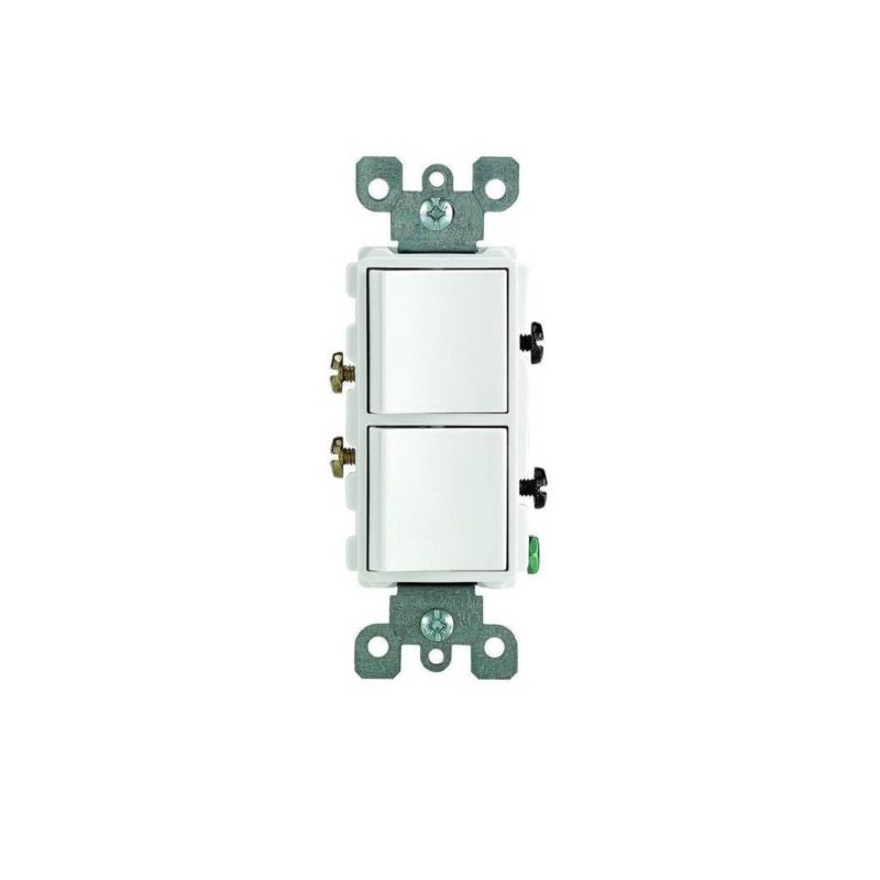 Leviton R62-05634-0WS Combination Switch, 15 A, 120/277 V, SPST, Lead Wire Terminal, Thermoplastic Housing Material White