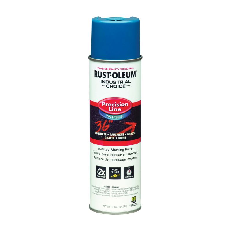 Rust-Oleum 203031 Inverted Marking Spray Paint, APWA Caution Blue, 17 oz, Can APWA Caution Blue