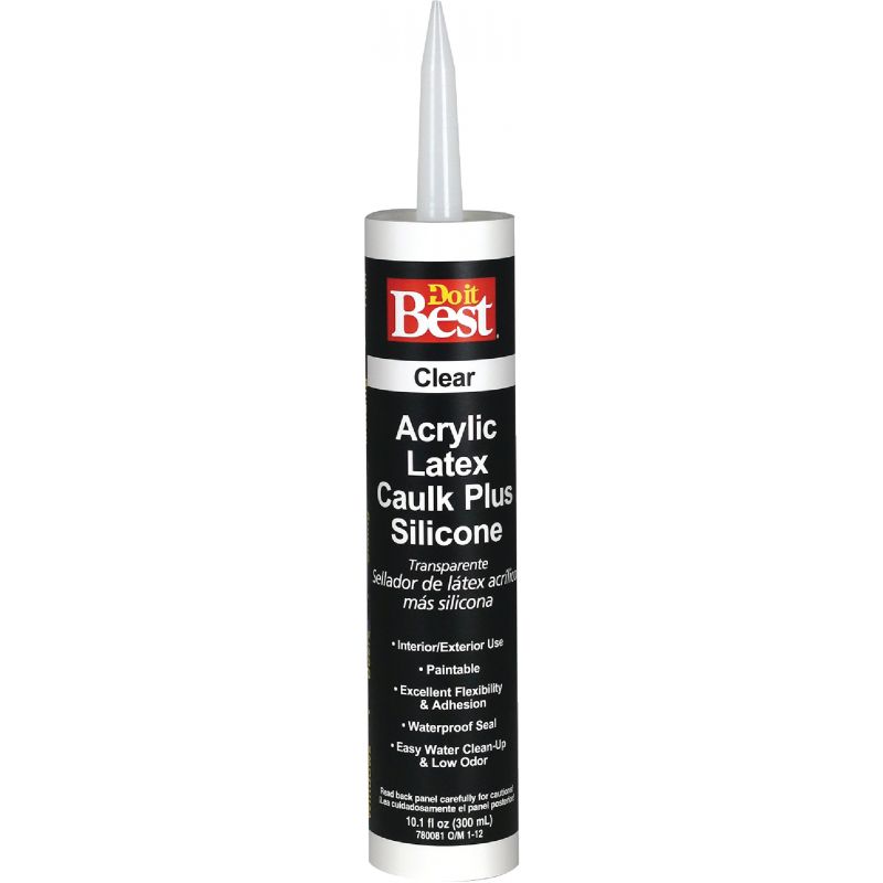Do it Best Acrylic Latex Caulk Plus Silicone 10.1 Oz., Clear (Pack of 12)