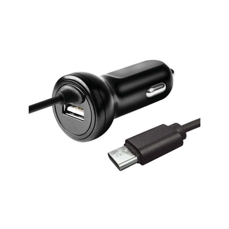 Zenith PM1001FCC Fixed Car Charger, 12 to 24 VDC Input, 5 V Output, 3 ft L Cord, Black Black