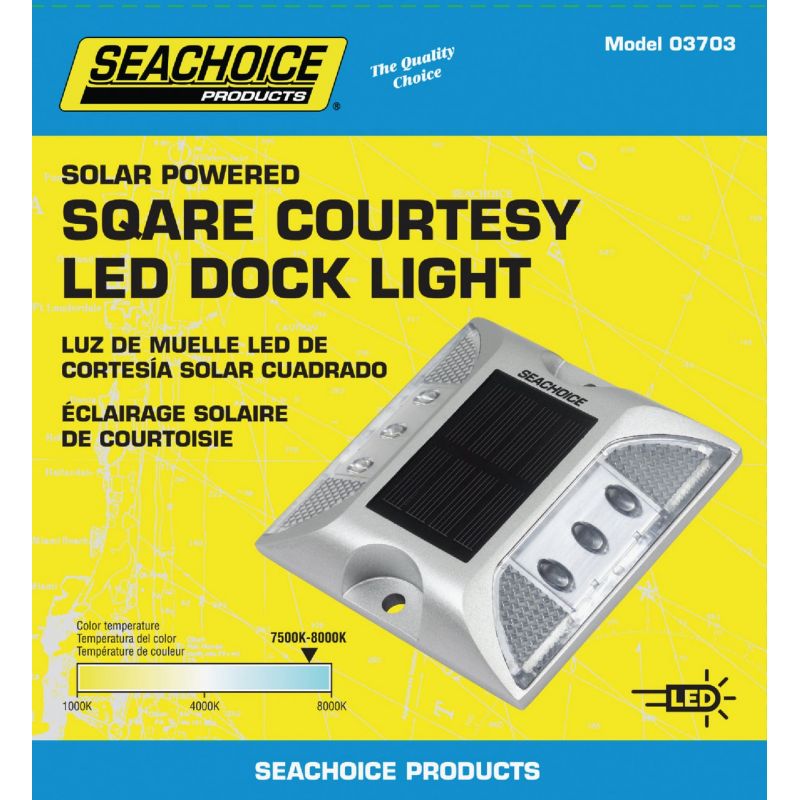 Seachoice Square Courtesy Solar Deck Light Silver
